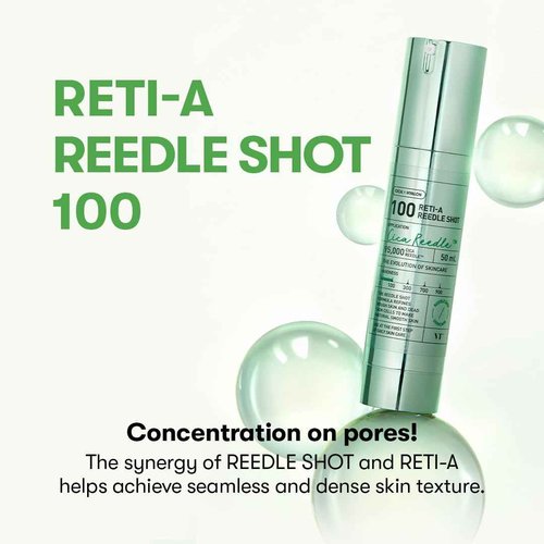 VT COSMETICS Collagen Reedle Shot 100 & Reti-A Reedle Shot 100 Microneedling Serum, Skin Booster, 1.69Fl Oz(50ml)*2