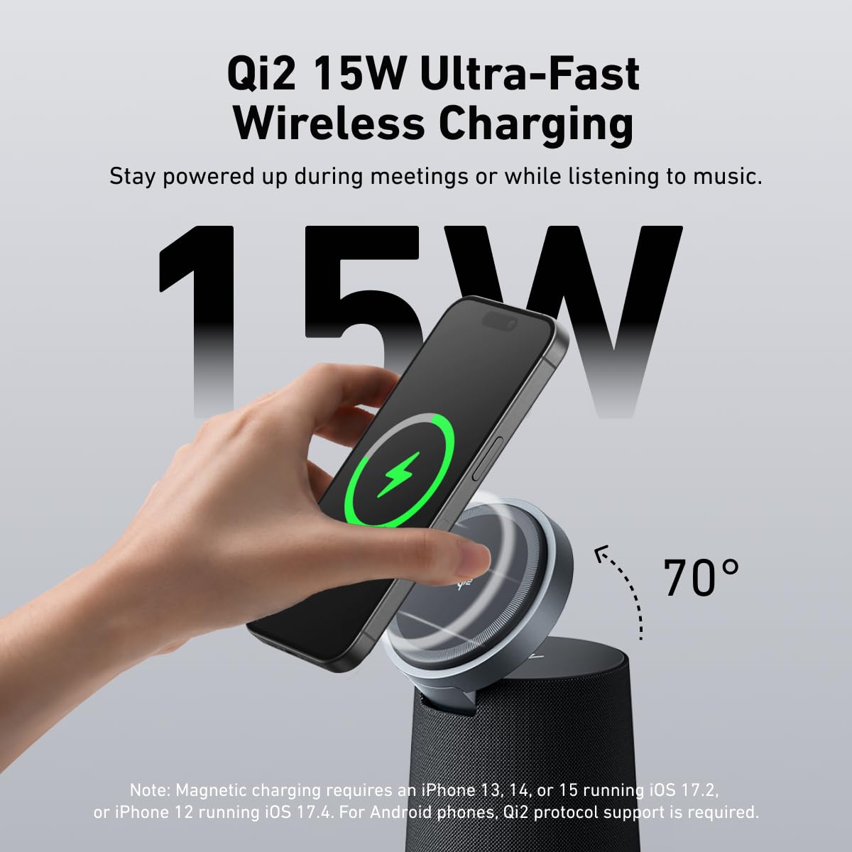 AnkerWork C310 & AnkerWork S600 All-in-One Speakerphone, Bluetooth Speaker with Microphone, Qi2 15W Wireless Charging, AI Noise Cancelling, 70° Adjustable Magnetic Phone Stand, 360° Sound