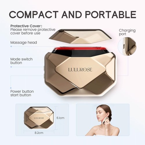 LULUROSE Facial Massager with Cold Heat Light Vibrating for Face,5-in-1 Facial Device with LED Display for Skin Care Wrinkles at Home Traveling,1500mAh