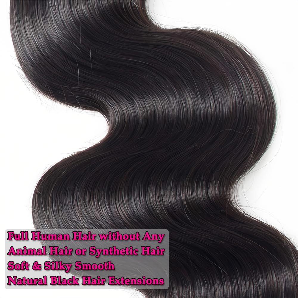 12A Human Hair Bundles 400g Body Wave Bundles Human Hair Extensions 16 16 18 18 Inch Brazilian Virgin Body Wave 4 Pieces Deals Unprocessed Brazilian Quick Weave Extensions Natural Black