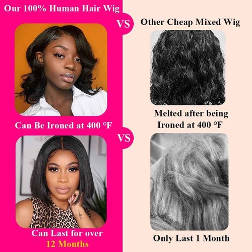 Holiden 200% Density 10 Inch Short Bob Wig Human Hair 13x4 HD Lace Front Wigs Straight Bob Lace Front Wigs Glueless (13x4 Black Bob Wig, 12 Inch)