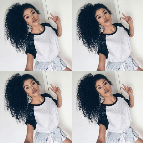 EIAKE 18inch 3B 3C Kinky Curly human hair ponytail extensions Kinky Curly drawstring human hair ponytail hairpieces natural curly clip in ponytail