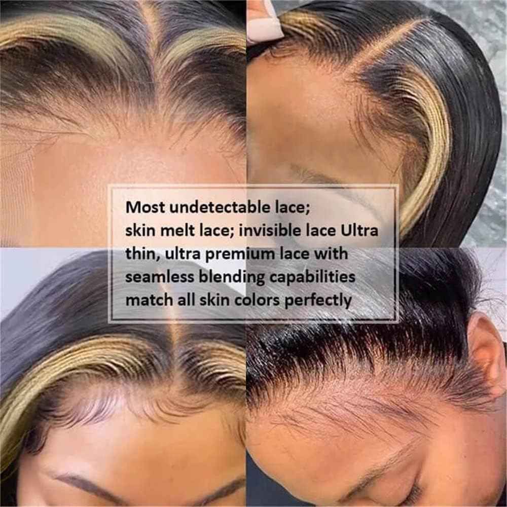 200% Density 13x6 Lace Front Wigs Human Hair Pre Plucked Body Wave HD Transparent Ombre Lace Front Wigs With Baby Hairs Glueless Wigs Human Hair 13x6 Blonde Colored Human Hair Wig For Women 18 Inch