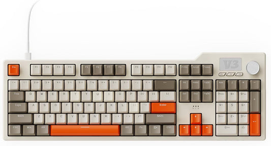 AJAZZ AK35I V3 104-Key Full Size Wired Gasket Mount Gaming Keyboard with Multimedia Buttons & Knob Control | Five Layer Pad | OEM Profile PBT Keycaps | Blue Backlit Custom Keyboard