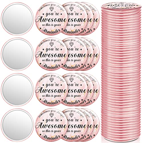 2.76 Inch 36 Pcs Inspirational Compact Mirror Bulk Gifts for Women Mini Pocket Mirror Small Employee Round Makeup for ?Christmas Galentines Mothers Nurse Quinceanera