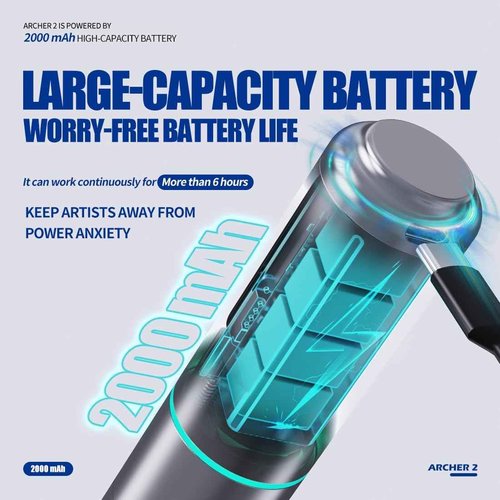 Mast A2 Wireless Tattoo Gun Pen Machine Rotary Mcore Power Motor Supply 5,000mAh Battery for 20 Hours Long Running Time