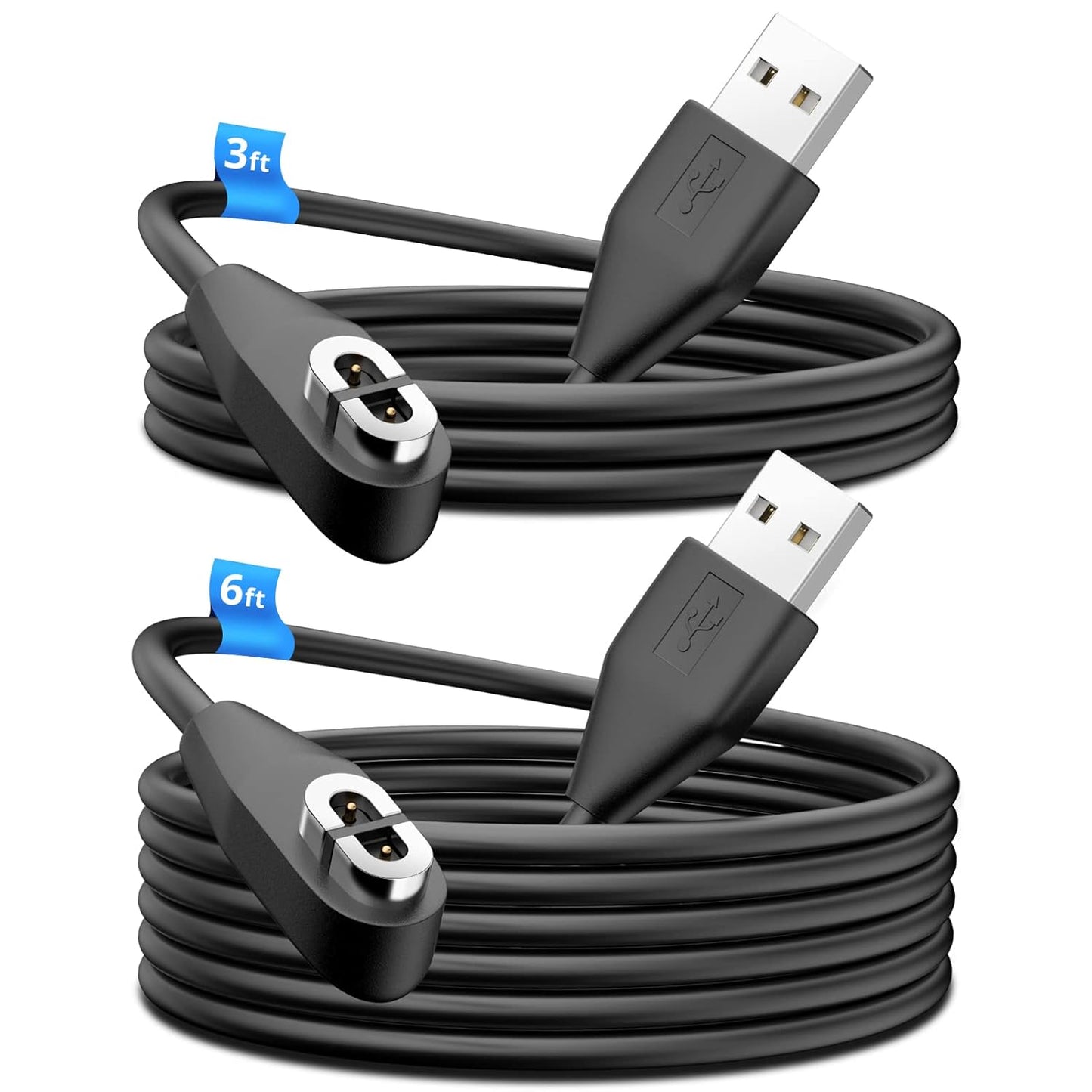 3.3ft & 6ft Shokz Charging Cable [2 Pack Black] aftershokz Headphones Charger Replacement Magnetic Cable for Aeropex AS800, OpenRun, OpenRun Mini, OpenRun Pro, OpenComm Long USB Charge Cord