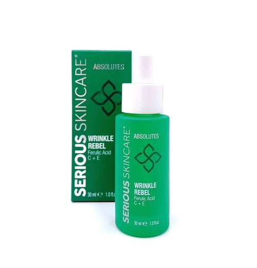 Serious Skincare Vitamin C Face Serum with Ferulic Acid, Bakuchiol, Vitamin E, B5, Absolutes Wrinkle Rebel Anti-Aging Face Serum for Fine Lines, Wrinkles and Dark Spots, 1 oz.