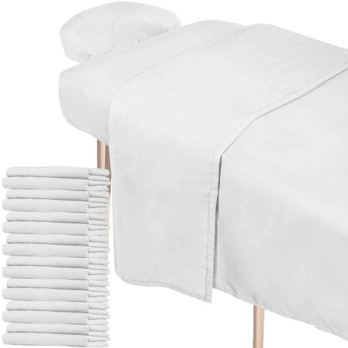 Oudain 8 Sets Soft Microfiber Massage Table Sheets Set 3 Piece Set Includes Massage Table Cover Fitted Sheet and Face Rest Cover(White)