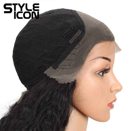 Style Icon Easy-360 Lace Wigs 29” Free Part Lace Frontal Wigs Synthetic Wigs Black Lace Wig Density 130%(29", 1B)
