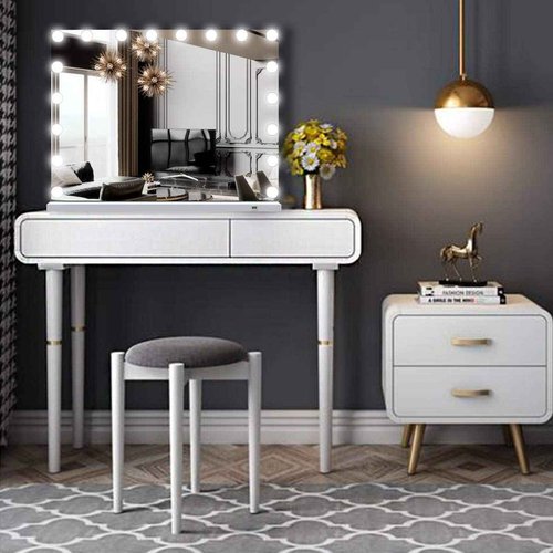 DIDIDADA Hollywood Makeup Vanity Mirror with Lights 32 x 24 Inch 18 Pcs LED Extra Large Hollywood Vanity Lighted Makeup Mirrors X10 Magnifier USB 3 Color Makeup Desk Tabletop Vanity Make up Mirrors