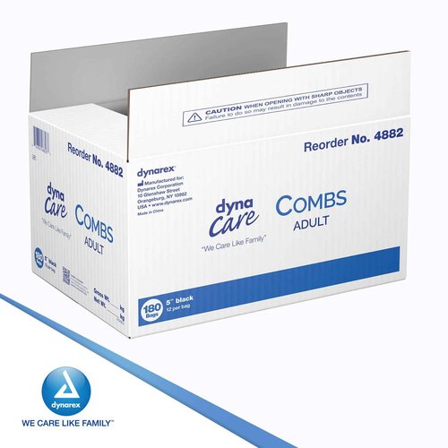 Dynarex Adult Combs, 5 Inches, Black, 180 Count (Pack of 12)