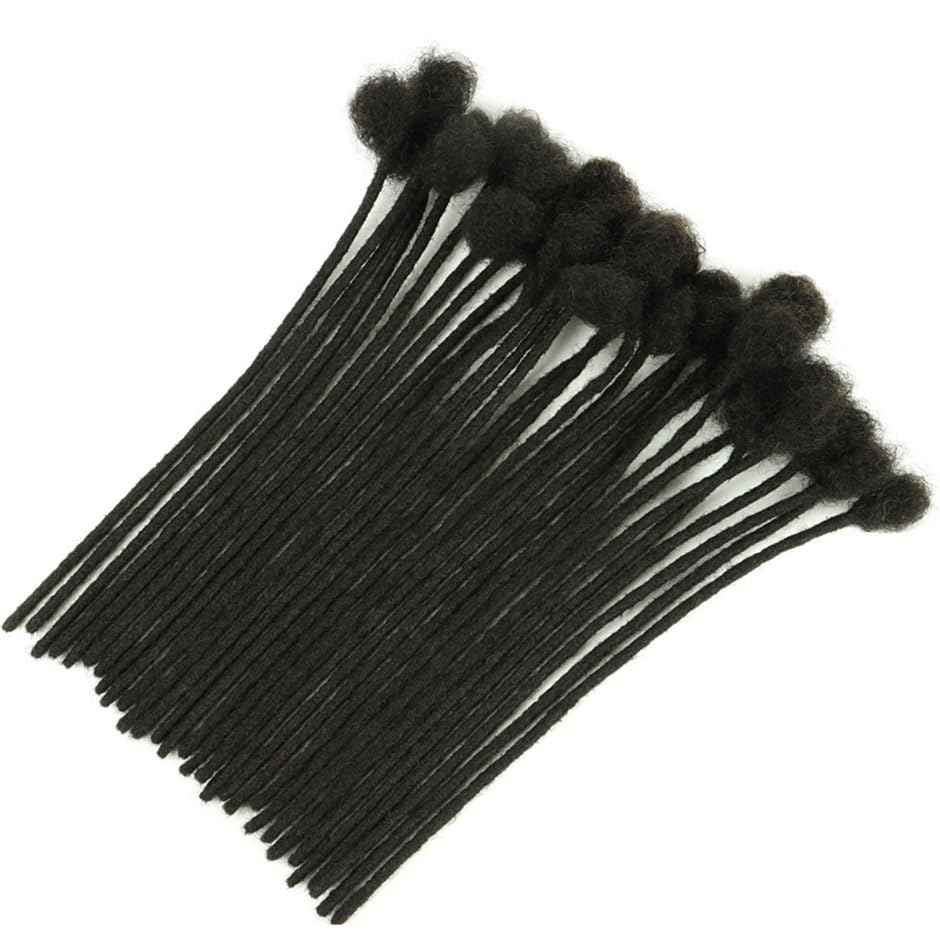 0.4 cm Permanent Loc Extensions Human Hair 8 inch 30 Strands Real Human Hair Dreadlock Extensions Natural Black Dreads Extensions for Men Women Kids 100% Unprocessed Natural Human Hair