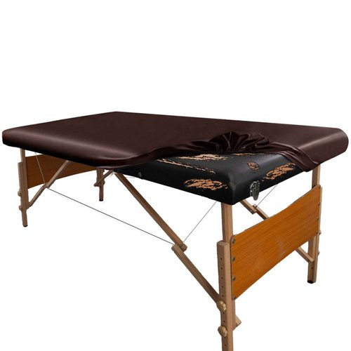 WUSOUPU PU Leather Cover for Massage Table Wipeable Massage Bed Protector Cover Made of 4-Ways Elastic 100% Waterproof Material, Machine Washable, Fit Rectangular Tables 28-32" Wide (Coffee)