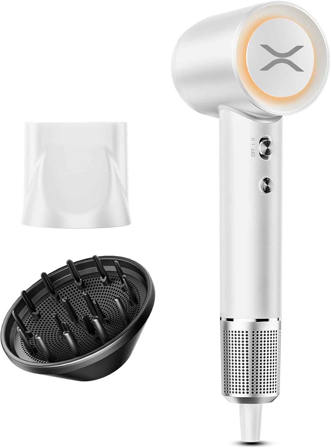 Ionic Hair Dryer with Diffuser for Women & Men, Fast Lightweight Silent Blow Dryer, 110,000 RPM, 200 Million Negative Ions