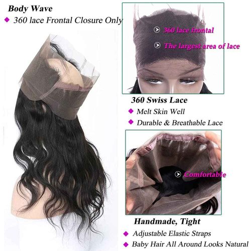 Zhengshuo 360 Lace Frontal Human Hair With Baby Hair - Body Wave HD Transparent Lace Frontal, Raw Virgin Human Hair, 360 Closure Natural Color 22 Inch