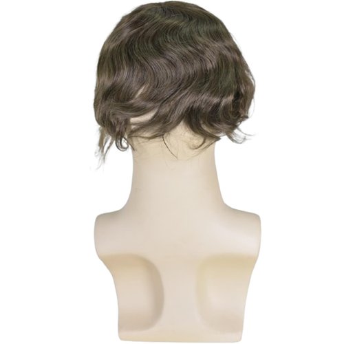 Voloria Men's Hairpiece European Human Hair Toupee 9x7inch Swiss Lace Skin PU Back Hair Replacement Wig 4# Medium Brown Color