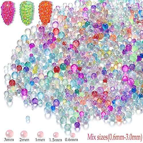 BELICEY Nail Art Rhinestones Kit 1680Pcs Mixed Size Magic Rhinestones Gems Beads for Nail Deisgn Decoration 3D Glass Bubble Beads Flatback Rhinestones for Crafts Clothes Tumblers Face Makeup Manicure