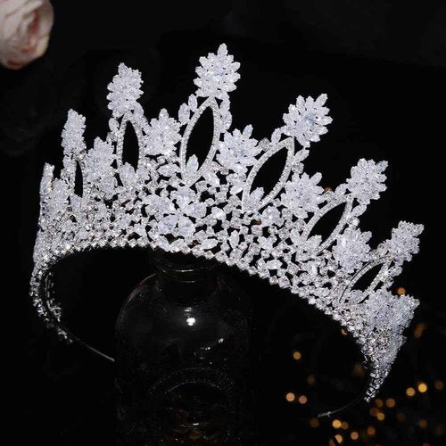 Aoligrace Silver Tall Wedding Tiaras for Women Luxury Cubic Zirconia Quinceanera Crowns for Women CZ Pageant Birthday Bridal Hair Accessories