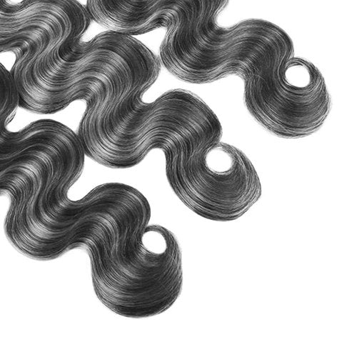 Fridnae Hair 26-30 Inch Highlight Bundles - P1B Grey Body Wave Human Hair - Two Tone Black & Silver Ombre - Grey Body Wave