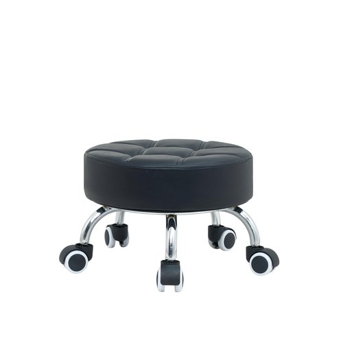 McDooFly Low Height Rolling Stool with Wheels - Heavy Duty 360° Swivel Low Stool Chair with Thickened Cushion Round Roller Seat Stools for Garage Shop Kitchen Home Office Salon Pedicure (Black)