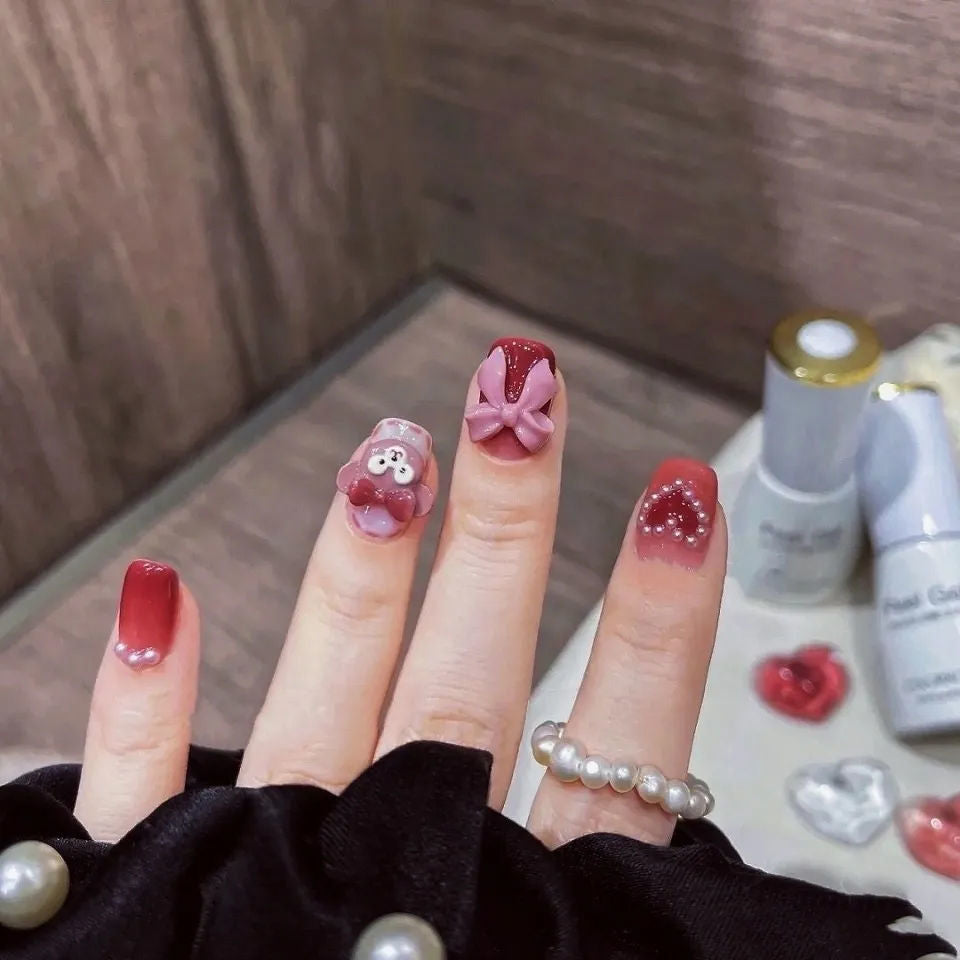 Cute Bow Love Pearl Gradient Nail Art Stickers & Decals for Nails