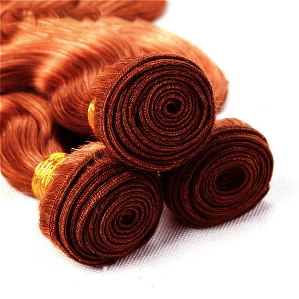 Giginger Bundles Human Hair 18 20 22 Inch Reddish Brown Body Wave Bundles Color 33 Human Hair Body Wave Unprocessed Quick Weave Soft Sewn In Hair Extensions for Black Women