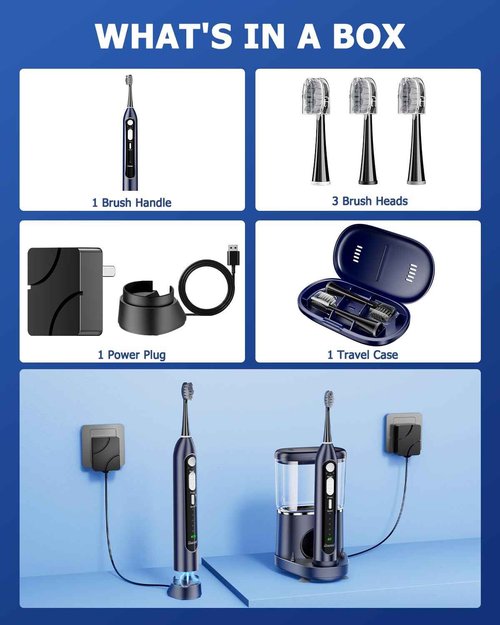 Ducard Electric Toothbrush with Water Flosser Combo for Adults: 3 Brushing Modes & 5 Floss Speeds- Rechargeable Teeth Cleaner with 500mL Tank- Gum Care & Whitening, Travel-Friendly & Family Use