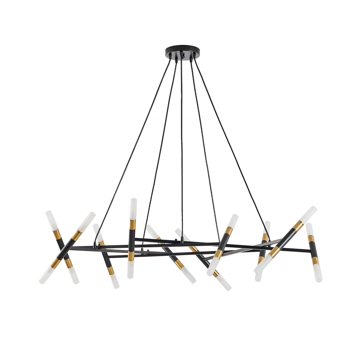 Modern Black & Gold Chandelier Light Fixture - Adjustable Pendant