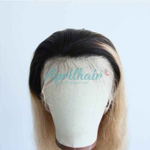 Aprilhair Pre-plucked Ombre #1B/27 Honey Blonde 360 Lace Frontal Wigs Body Wave Glueless 150% Density Brazilian Virgin Human Hair (10 INCH, Body Wave)