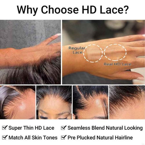 Venice Hair Real HD Lace Closure only 0.10mm Ultra-thin Invisible Crystal HD Lace Pre Plucked with Baby Hair Straight Human Hair Lace Frontal Closure (2x6 HD Straight, 20 Inch)
