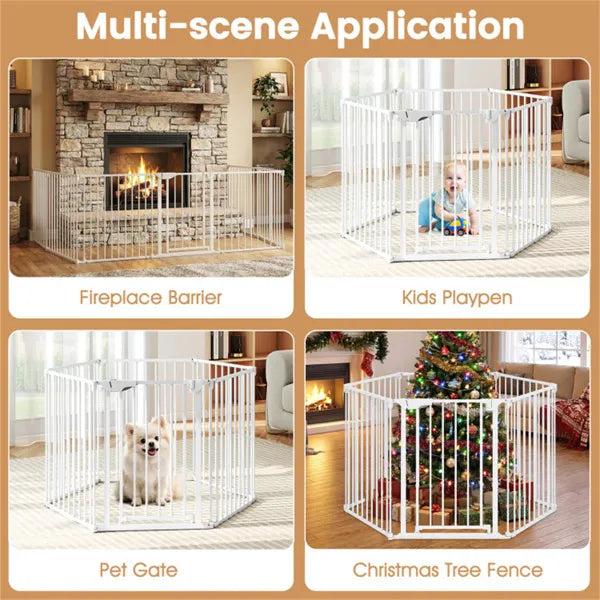 Expandable Baby & Pet Safety Gate - 34.5 to 154-Inch, 270° Rotatable Barrier, White