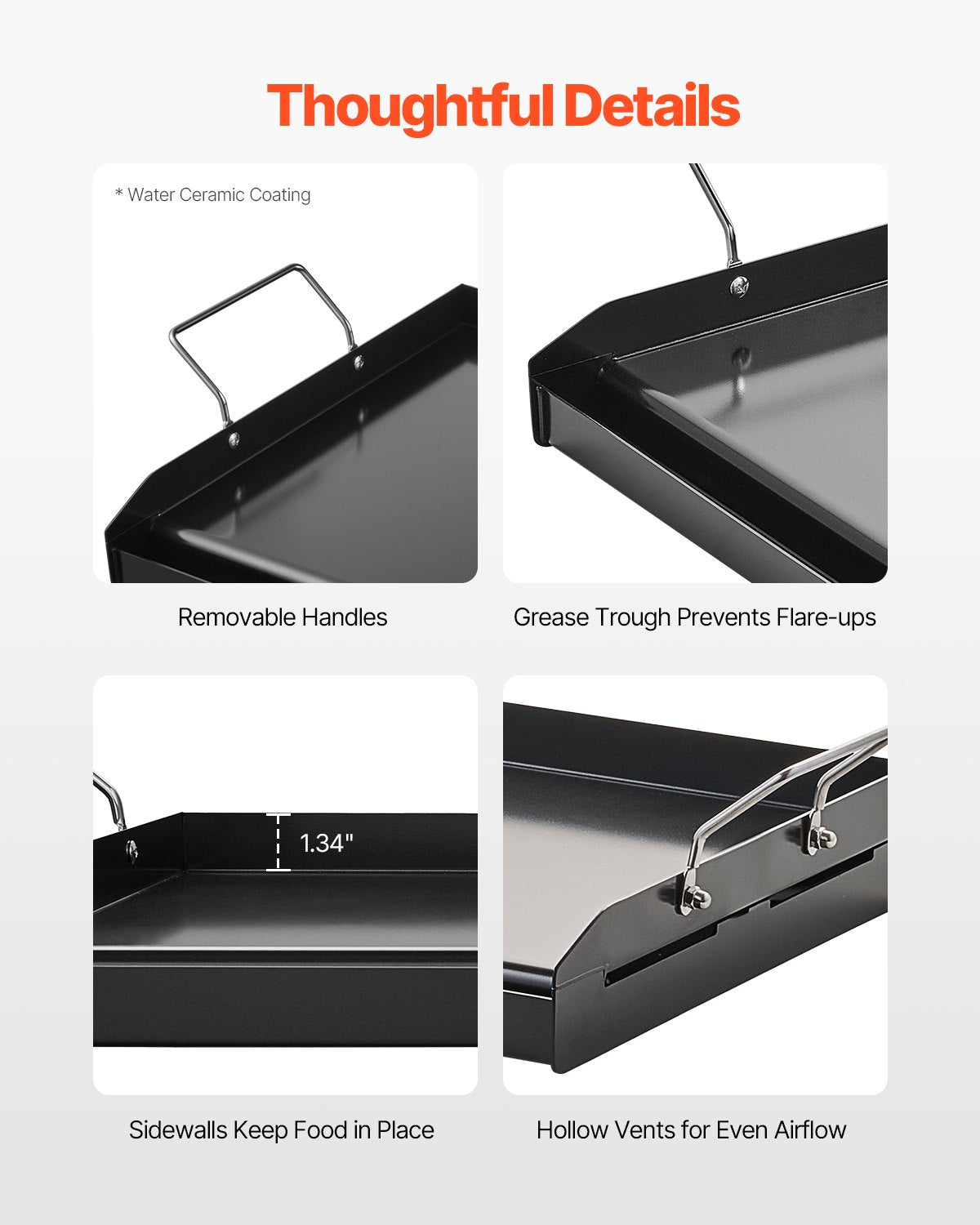 24x16 Inch Carbon Steel Flat Top Griddle - Universal BBQ Grill Pan