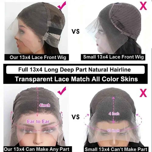 13x4 Straight Lace Front Wigs Human Hair 200% Density Hd Transparent 26 Inch Straight Frontal Wig for Women Glueless Straight Wigs Pre Plucked with Baby Hair Bone Straight Black Wig Brazilian Hair