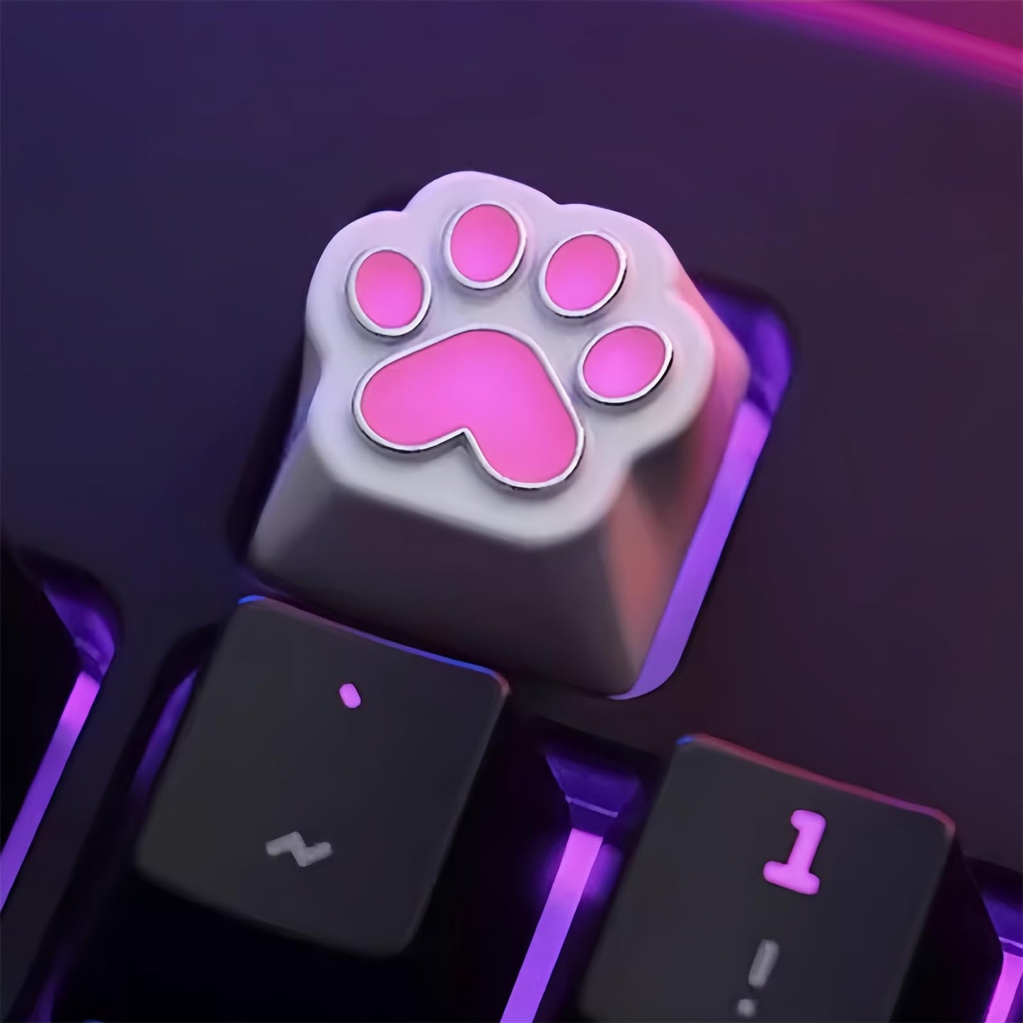 ZMX Custom ESC Keycaps,Artisan Aluminum Alloy Metal Keycaps for RGB Gaming Keyboard Backlight Personalized Keycaps for Cherry MX Switch Mechanical Keyboard R4 Height DIY Keycaps (Pink Cat-Paw)