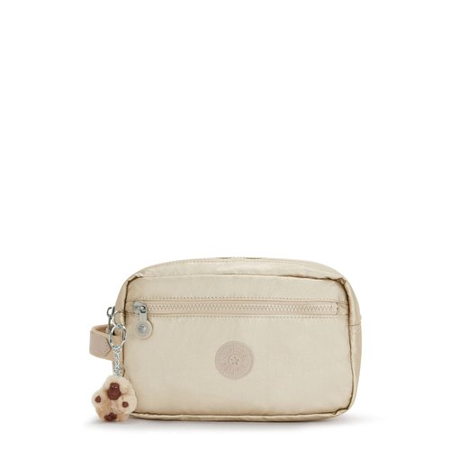 Kipling Womens Women's Amalfi Travel Pouch, Organize Accessories, Slip Compartments, Top Zip Closure, Nylon Large Pouch, Starry Gold Metallic, 9 L x 5.5 H 5 D US