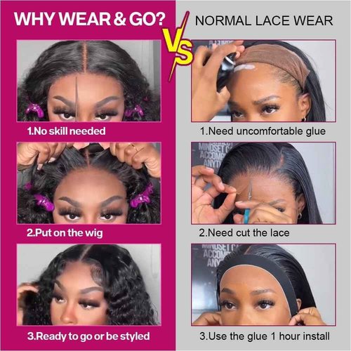 Ailwelia Curly Bob Wig Human Hair Deep Wave 200% Density 5x5 HD Lace Closure Wigs Human Hair Bob Wigs For Black Women Wear And Go Glueless Curly Wig Black Color 16 Inch