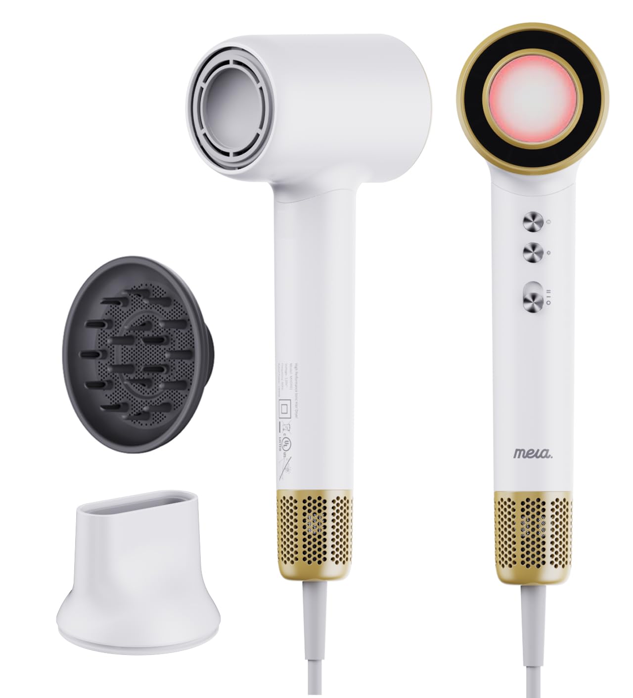 Professional Bi-Ionic Hair Dryer- mera Classic -Fast Drying Salon Results Blowdryer w/Magnetic Diffuser & Concentrator for Women, One Button Safe Mode for Cooling, cUL Certified, Lightweight, Travel