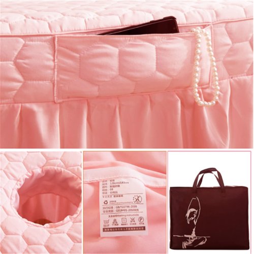 Massage Table Sheet Sets,Massage Table Cover, Body Massage Bed Spa Table Skirt, Includes Skirt Sheet with Face Hole,Quilt Over,Quilt,Pillowcase,Round Stool Cover 5 Pcs