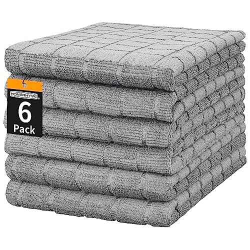 HOMERHYME Microfiber Hand Bath Towels, 6 Pack 25''*15'' Grey Bathroom Hand Towels, All-Purpose Quick Dry Lint Free Soft Absorbent Checkered Washcloth Fingertip Towels Bulk for Travel Gym Hotel
