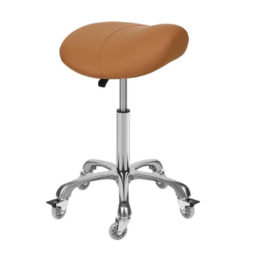 McDooFly Ergonomic Saddle Stool with Wheels Rolling Chair Professional Saddle Chair Heavy Duty Adjustable Swivel Hydraulic Stool for Massage Hair Stylist Salon Tattoo Office (Camel, Without backrest)