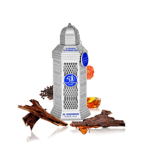 Al Haramain 50 Years Platinum Oud for Unisex Eau de Parfum Spray, 3.4 Ounce Limited Edition