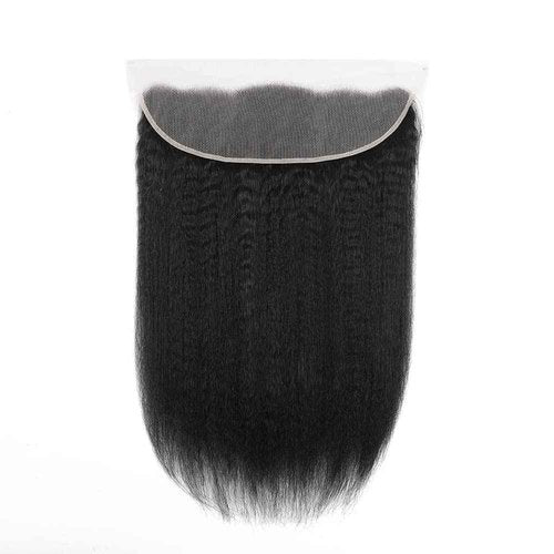 Kinky Straight 13x4 Ear To Ear HD Lace Frontal Closure 16 Inch 12A Brazilian Kinky Straight Human Hair Transparent Frontal Closure 150% Density Natural Hairline Pre Plucked