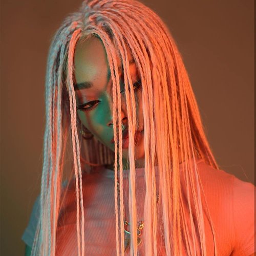 Angle Lucky Platinum Blonde Braided Lace Front Wig Long Synthetic White Micro Braid Lace Wig Heat Resistant Fiber Afro Braids for Women Party Drag Queen