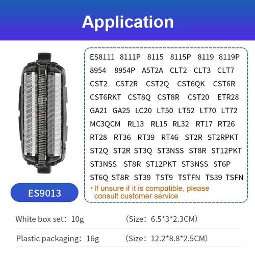 ES9013 Shaver Replacement inner Cutter & Foil for ES-LT41 ES-LT71 ES-ST25 ES9013/ES8111/ ES8119/ ES-CST6/ ES-CST8/ ES-ST2/ ES-ST3(2 PACKS)