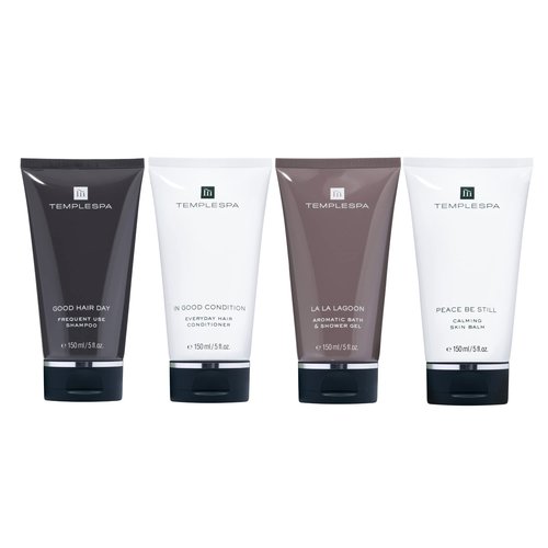 TEMPLESPA | TOP TO TOE SPA | Luxury Shower Gel, Shampoo, Conditioner and Calming Skin Balm Moisturiser, Natural Ingredients, Vegan 4 x 5 fl.oz.