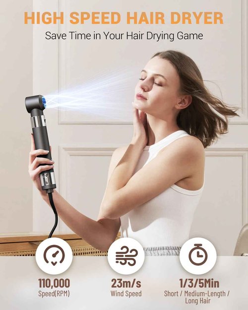 IBAYS Hair Dryer Brush 6 in 1 Professional Hot Air Styler, 110,000 RPM High-Speed Negative Ionic Hair Dryer, Auto Wrap Curler Frizz-Free Blow Dryer Brush for Curling Volumizing Straightening Styling