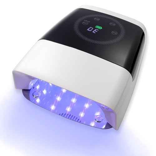 132W Cordless UV Nail Lamp Rechargeable Gel Lamp Professional LED Nail Light Dryer with Removable Stainless Steel Plate 4 Timers Auto Sensor Fast Curing for Home & Salon DIY Manicure