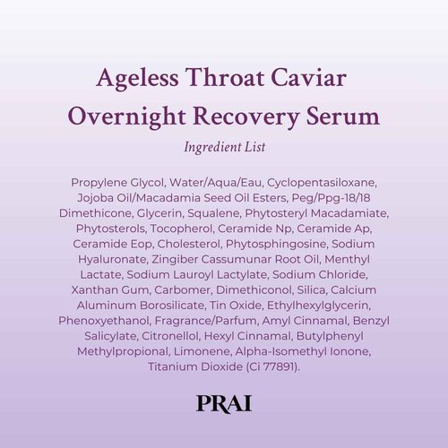 PRAI Beauty Ageless Throat Caviar Overnight Recovery Serum for Instantly Ageless Neck, Neck Firming and Tightening Serum, 1.7 Oz