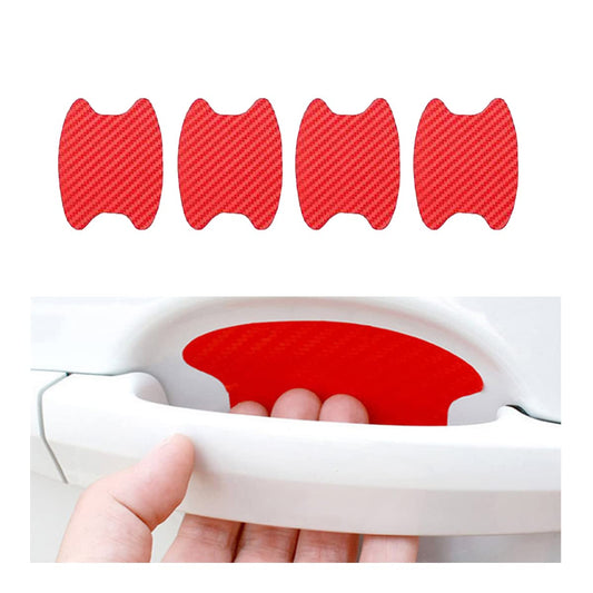 4PCS Carbon Fiber Anti-Scratches Car Cup Protector, Non-Marking Auto Door Protective Film, Universal for Most Handles (Red/4PCS)